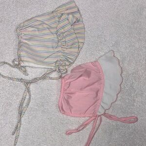 Baby togs vintage Charming Striped Pink baby girl Bonnet Set